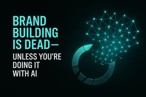 Futuristic AI brain forming a glowing logo – symbol of modern brand evolution