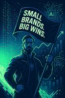 Illustration of a rebel with a flag, symbolizing AI-powered tools helping small businesses grow smarter and outperform giants