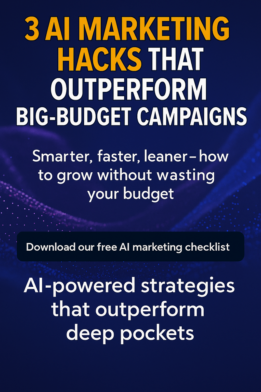 A digital blog banner showing a confident young marketer explaining AI SEO strategies, with bold text overlay ‘5 AI Strategies for Better SEO’ on a blue abstract background.
